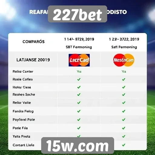 Comparação de métodos de pagamento em 227bet
